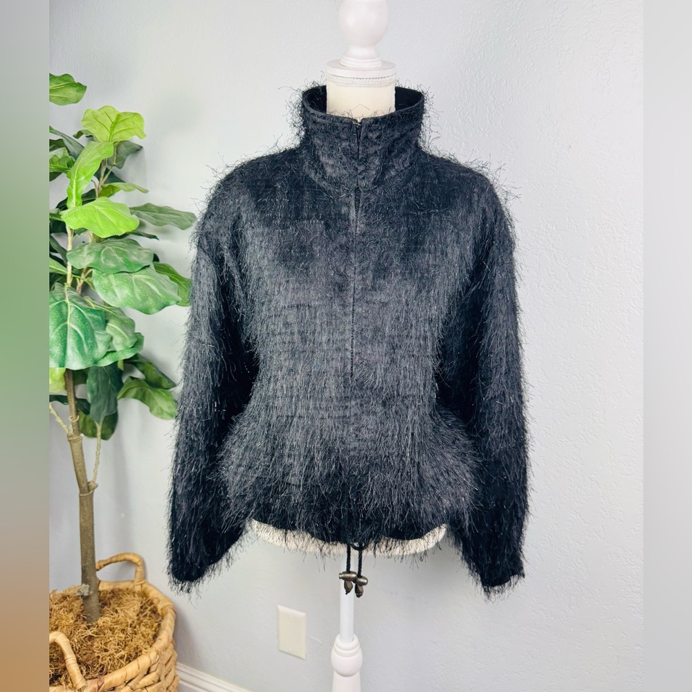 A.D.S. American Designer Styles Las Vegas Jacket Black Fuzzy Fringe